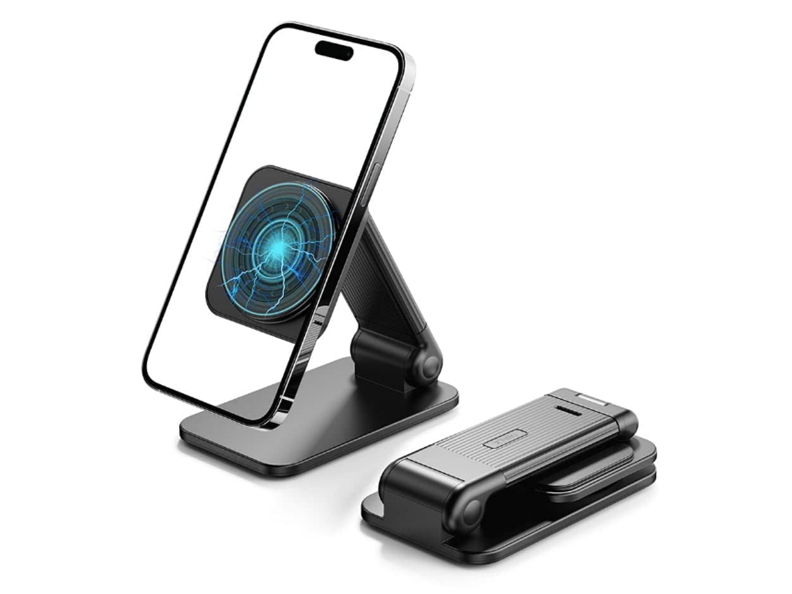 Soporte Magnético Plegable Para Iphone De Escritorio, Manos Libres Y Altura Ajustable, Compatible Con Iphone 15, 14, 13 Y 12 (negro)