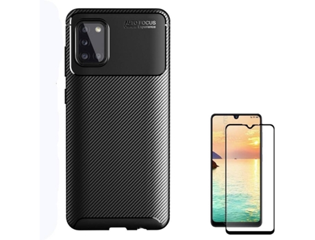 Carcasa y Protector Samsung A31 Rugged Carbon Negro