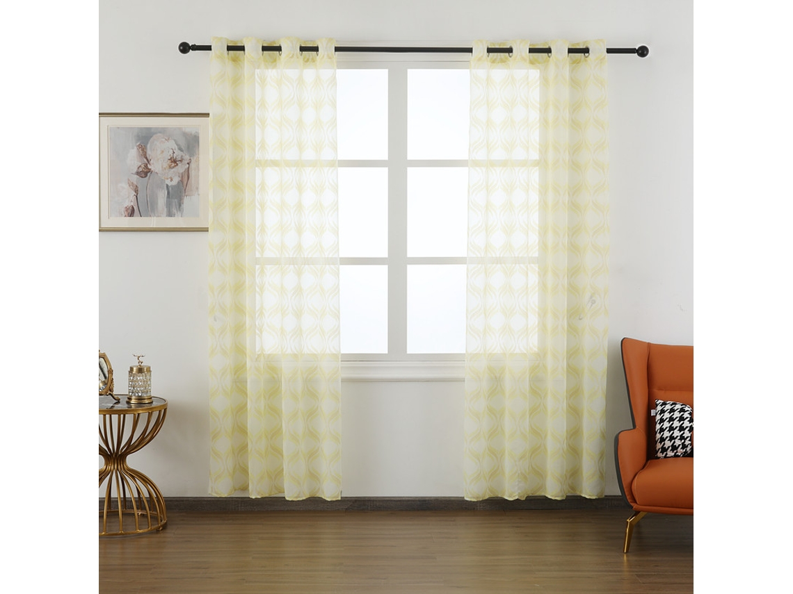 Cortina luminosa estampada con farol 140 x 260 cm Amarillo - Individual
