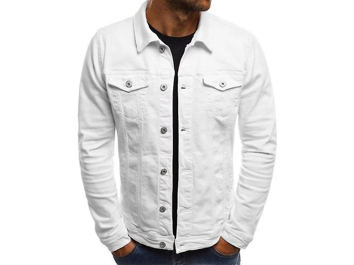 2026-chaqueta Vaquera Para Hombre Corta Slim Fit Bhp Diseño Fashion M Blanco