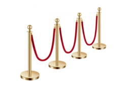 Juego de Postes Dorados con Cuerdas de Terciopelo Rojo para Control de Acceso Tekmaquinas
