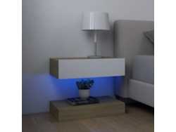 Mesita de Noche 60X35 Cm Contrachapado Blanco/Roble Sonoma