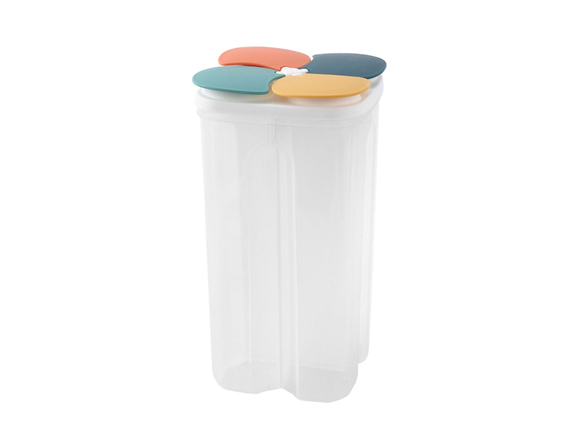 Caja Para Almacenar Cereales Con 4 Compartimentos, Cierre Hermético, Dispensador De Cocina.