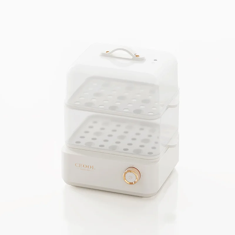 Cocedor de huevos de doble capa con temporizador, 220 V, 200 W, prepara el desayuno y calienta la comida.