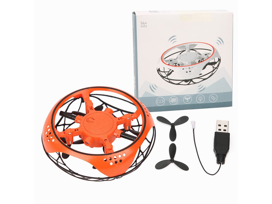 Ats-drone De Inducción Mini Con Luz Led Integrada Juguete De Vuelo Para Niños Regalo De Navidad Y Cumpleaños Naranja