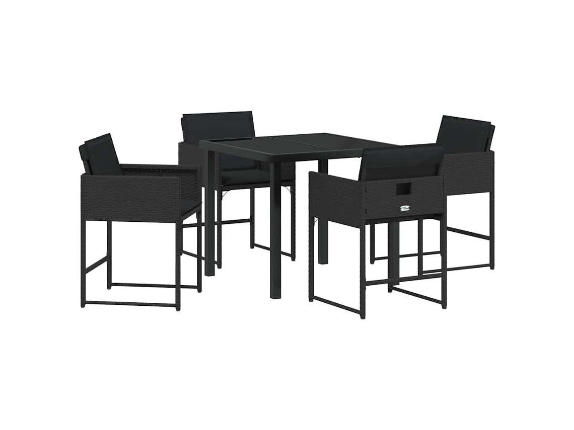 Maison Exclusive - Conjunto De Jantar Para Jardim Com Almofada 5 Pcs Preto Vime Pe