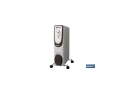 Radiador de aceite blanco ajustable de 2500 W con termostato ajustable y protección contra incendios/antivuelco Cofan