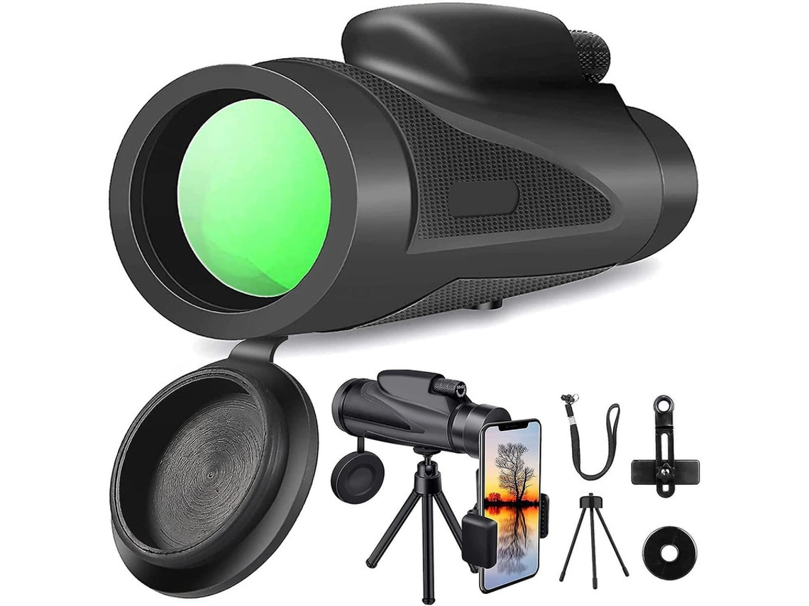 Telescopio monocular 12x50 HD IP68, trípode, adaptador para smartphone, senderismo, caza, turismo, aves, negro, Yizhood