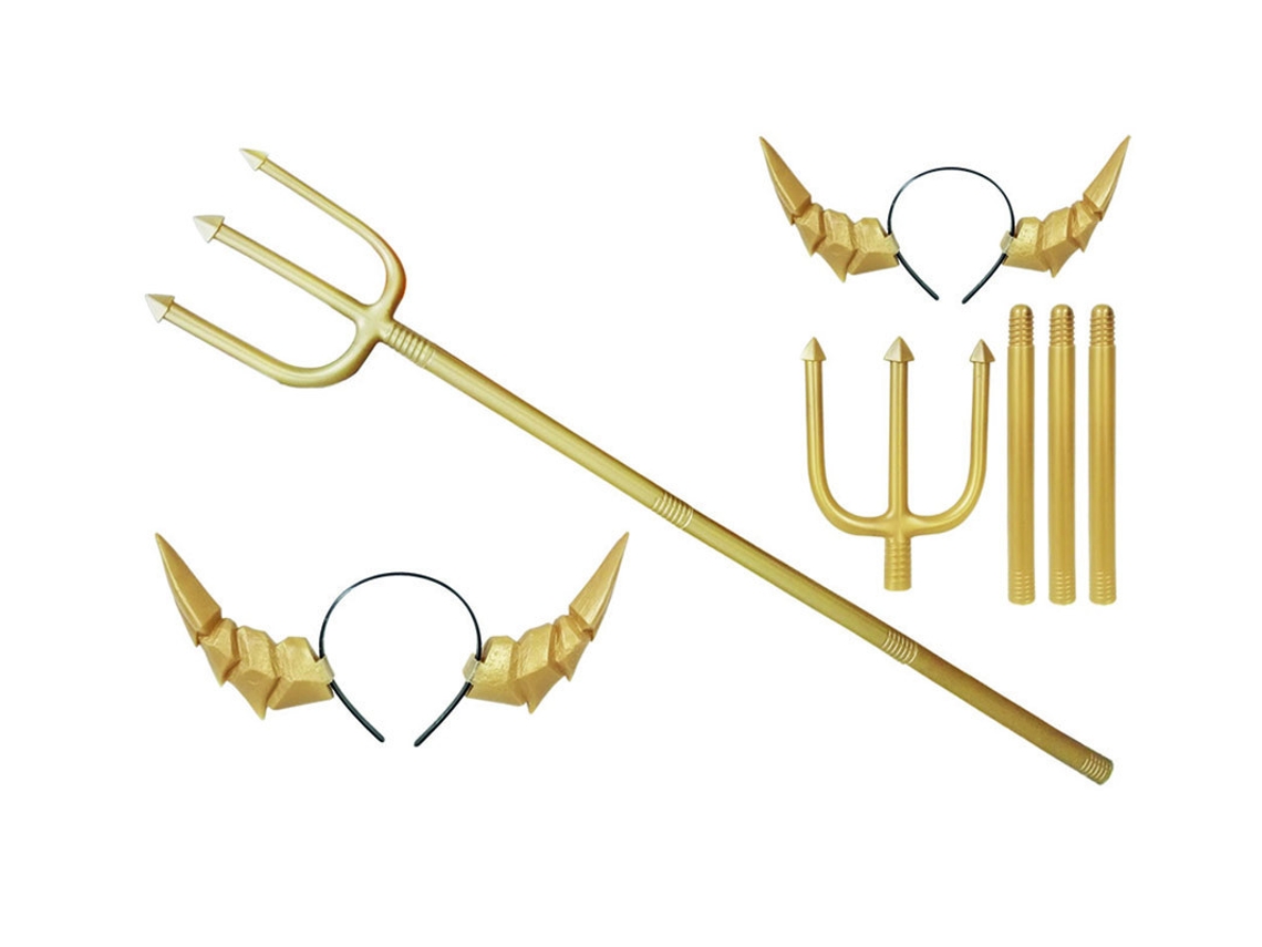 Accesorio EUROCARNAVALES Conjunto De Diabo Dorado con Tridente y Diadema