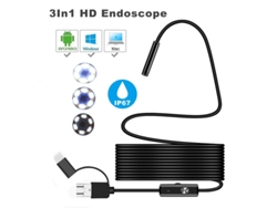 Endoscopio Impermeable Para Inspección De Vehículos Y Electrónica 3 En 1 Tipo C Endoscopia De Tubería Industrial 7Mm1M Cable Suave CHRUI