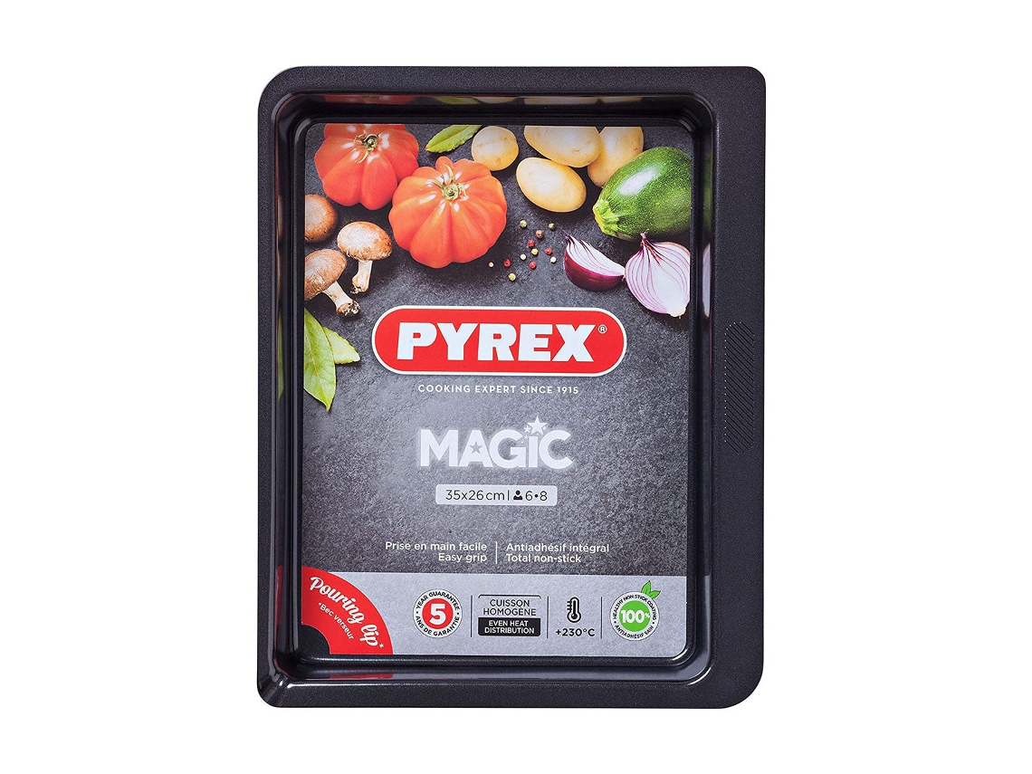 Magic Fuente para Hornear Rectangular en Acero Antiadherente 35 x 26 cm PYREX