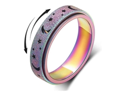 Anillos Antiestrés Con Mecanismo Giratorio, Anillo De Estrella Y Luna En Acero De Titanio, Anillo De Descompresión Con Diseño Esculpido
