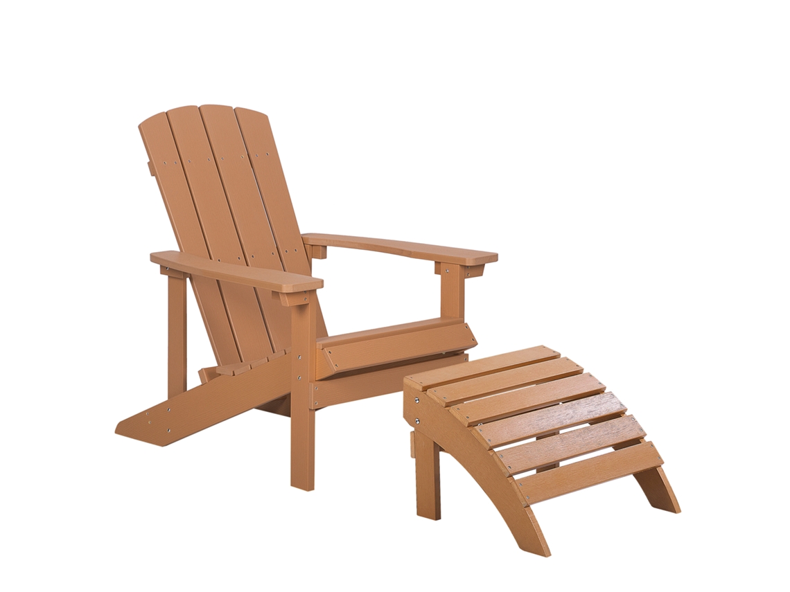 Silla de jardín marrón claro con reposapiés BELIANI Adirondack