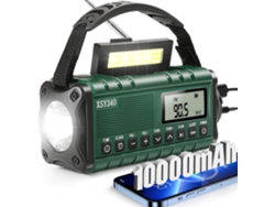 Radio solar de emergencia, portátil con manivela, radio AM/FM, batería de 10000 mAh, alarma SOS, linterna/verde Gertiz