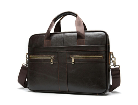 Bolso de cuero genuino vintage Bolso mensajero para computadora portátil Bolsos de hombro tipo bandolera para hombres-Café profundo