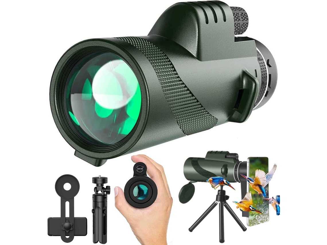 Telescopio monocular de alta potencia 80x100 para teléfono inteligente con trípode Chrui
