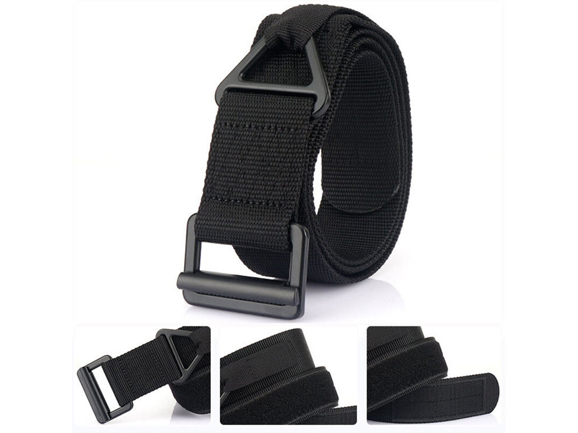 Negro Tushi Cinturón Táctico Nailon Hombre 125cm Ajustable Resistente Desgaste Ligero Hebilla Lona Casual Deportivo