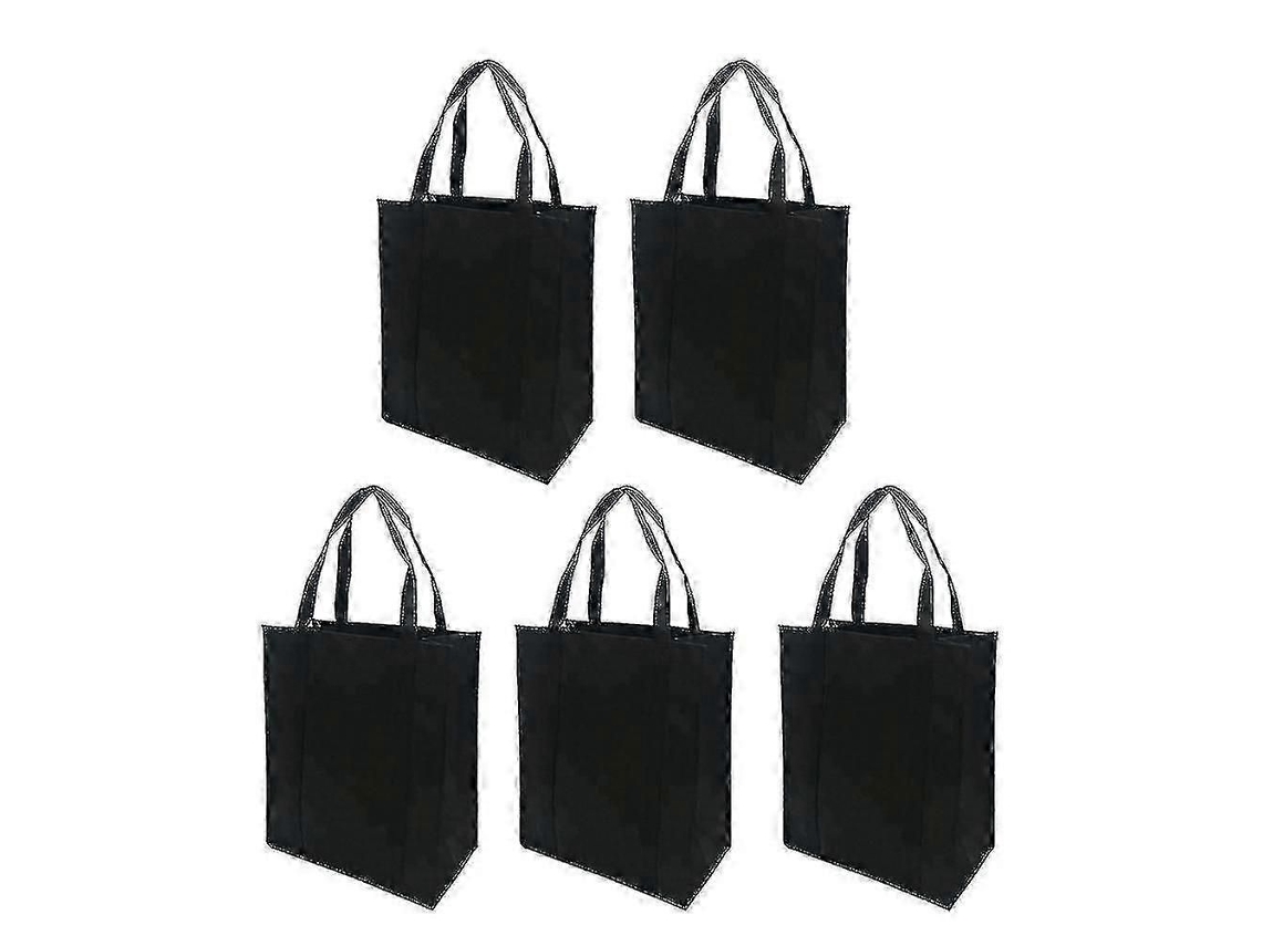 Juego de 5 bolsas de compra plegables y reutilizables de tela no tejida para compras al aire libre GOKOCO (negras, 30x25x10cm)