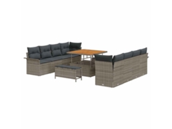 Maison Exclusive - Conjunto de sofás de jardín con cojines, 11 piezas, gris