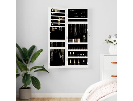 Espejo con joyero de pared blanco 37.5x10x106 cm VIDAXL
