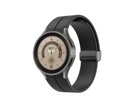 Correa de reloj inteligente para Samsung Galaxy Watch5 de 40 mm/44 mm/Pro 45 mm de silicona con hebilla plegable (negro)
