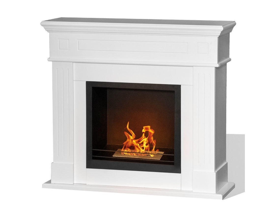 Biochimenea de bioetanol chimenea de pie Cambridge en madera Blanco 110x37x102h