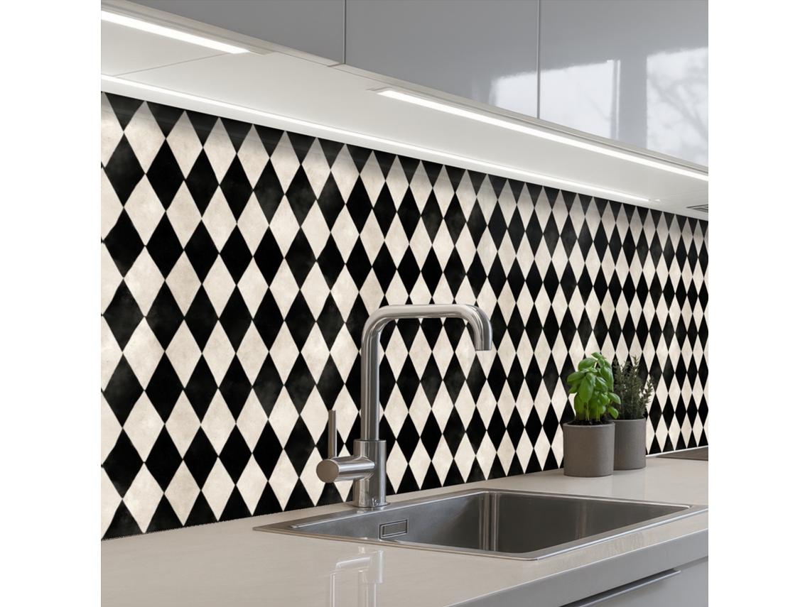 Paneles clásicos para salpicadero de cocina - Estándar - Negro 200x60 cm