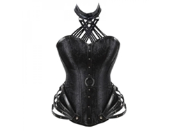 2026-corset Overbust De Cuero Talla Grande Con Huesos De Acero Para Mujer Estilo Gótico Steampunk S Negro