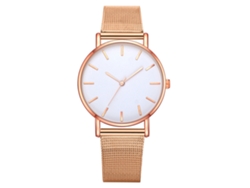 Reloj De Pulsera Sencillo E Informal Para Mujer Con Esfera Analógica Y Correa Con Diseño De Oro Rosa.