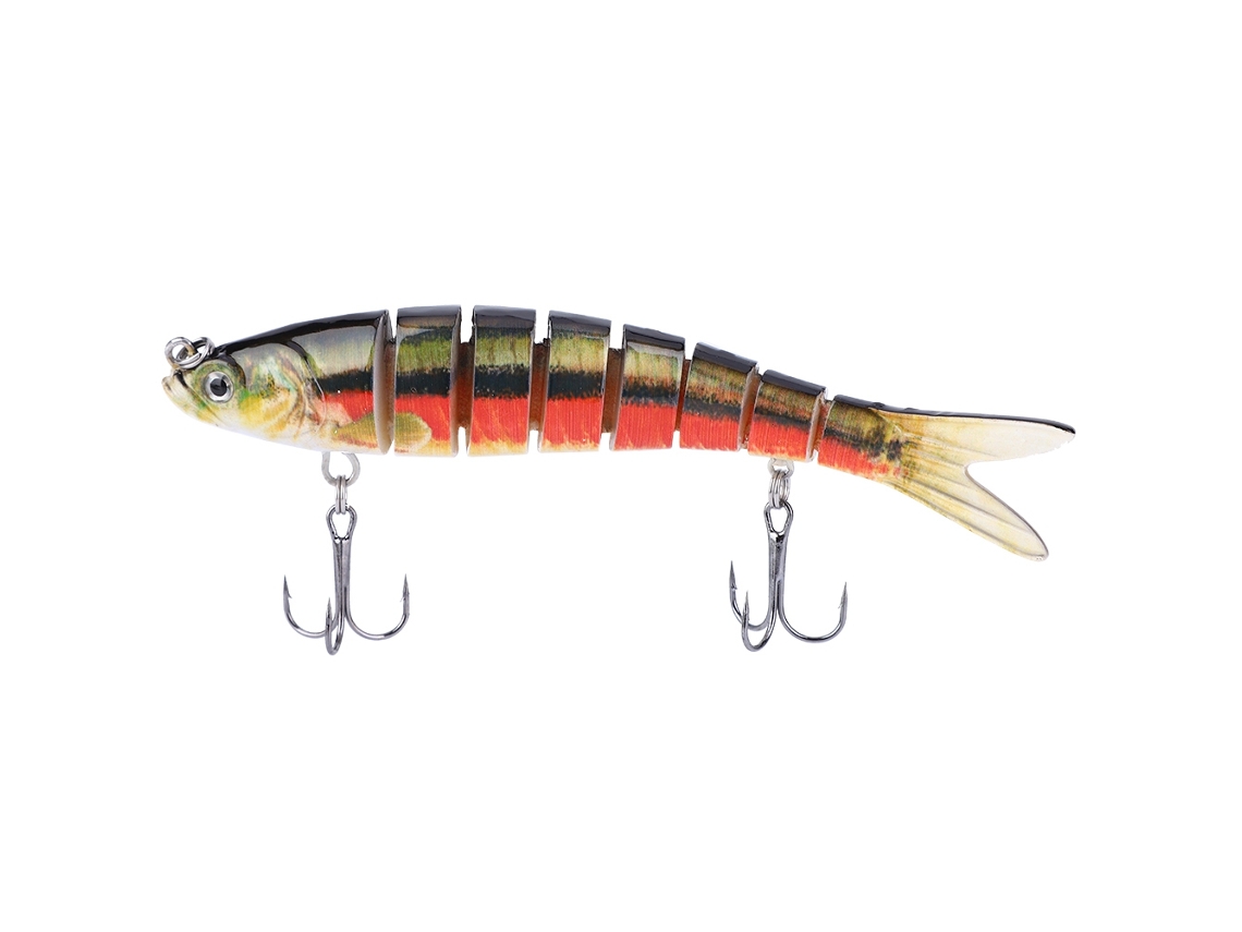 Señuelo de pesca artificial de plástico de 13,7 cm con 8 secciones. Sin marca.
