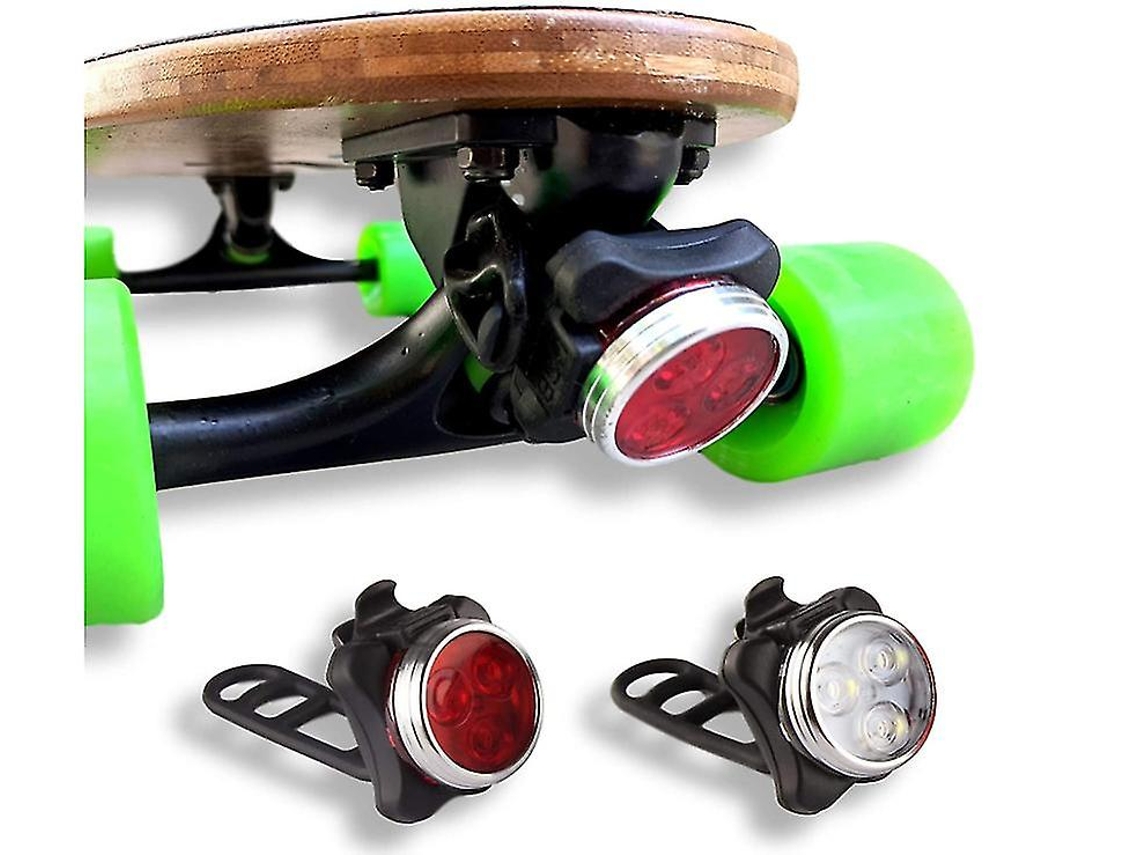 VEANXIN Luz LED recargable USB para monopatín (negro)