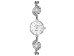 Reloj De Pulsera De Aleación Para Mujer Con Diamantes De Imitación, Reloj De Cuarzo De Moda, Plateado Y Blanco.