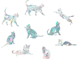 Prisma Arcoíris, Juego de 9 pegatinas decorativas con forma de gato y patrones prismáticos para ventanas, espejos y más.