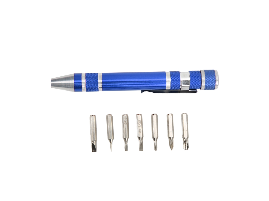 Vlrla-destornillador De Bolsillo 8 En 1 Mini Pluma Magnético Multiusos Para Tornillos Finos Azul