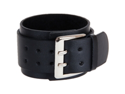 Pulseira De Couro Dupla Para Homem, Com Fivela E Pulseira Grandes (preto)