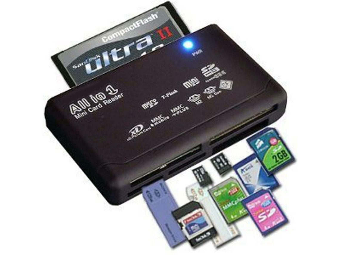 Lector De Tarjetas De Memoria Usb 2.0 Todo En Uno Para Sd, Micro, Sdhc, Cf, Ms, Mmc, Xd, M2, Mini Y Compactflash.