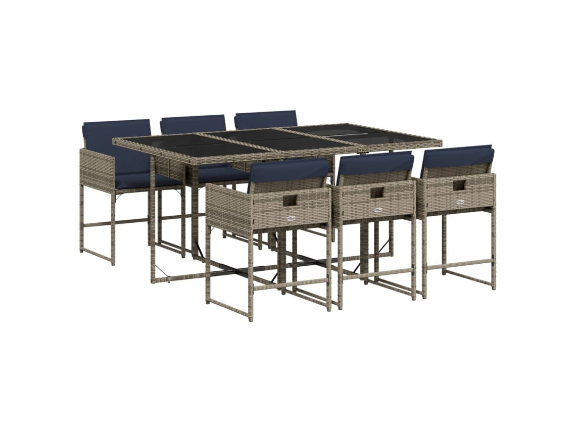 Maison Exclusive - Conjunto De Comedor De Jardín De 7 Piezas Con Cojines, Poliratán Gris