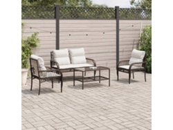 Conjunto de sofás de jardín de 4 piezas DKD Home Decor con cojines de mimbre marrón
