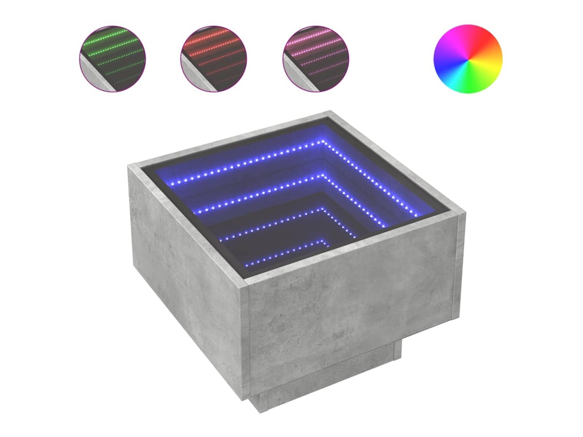 Maison Exclusive - Mesa Auxiliar Y Led Madera Ingeniería Gris Hormigón 40x40x30cm