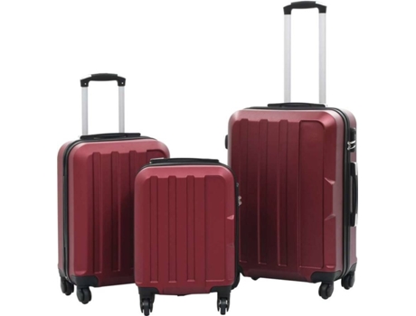 Conjunto 3 de maletas rígidas ruedas trolley VIDAXL rojo tinto ABS