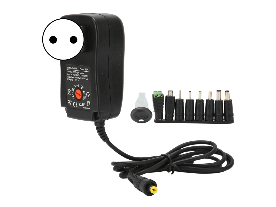 Adaptador De Corriente Universal De 30 W Con Puerto Usb Y Voltaje Ajustable, Enchufe Europeo 100-240 V.