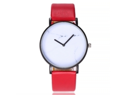 Reloj De Pulsera De Cuarzo Para Mujer Vansvar Con Correa De Pu, Estilo Sencillo, Rojo.