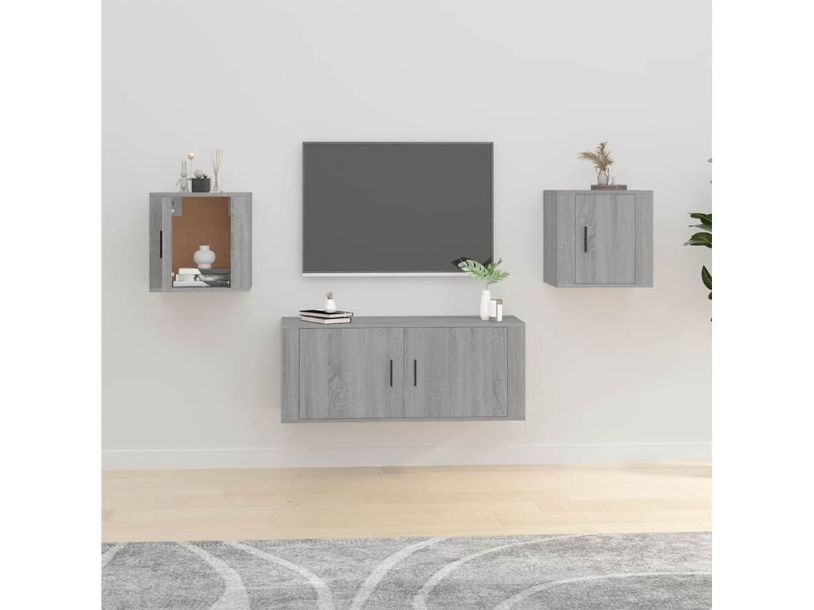 Estantería/Muebles de TV de Pared 2 Pzs 40X34,5X40 Cm Gris Sonoma