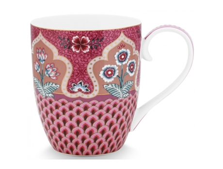 Taza Flower Festival Scallop PIP STUDIO Xl Rosa Oscuro 450 ml