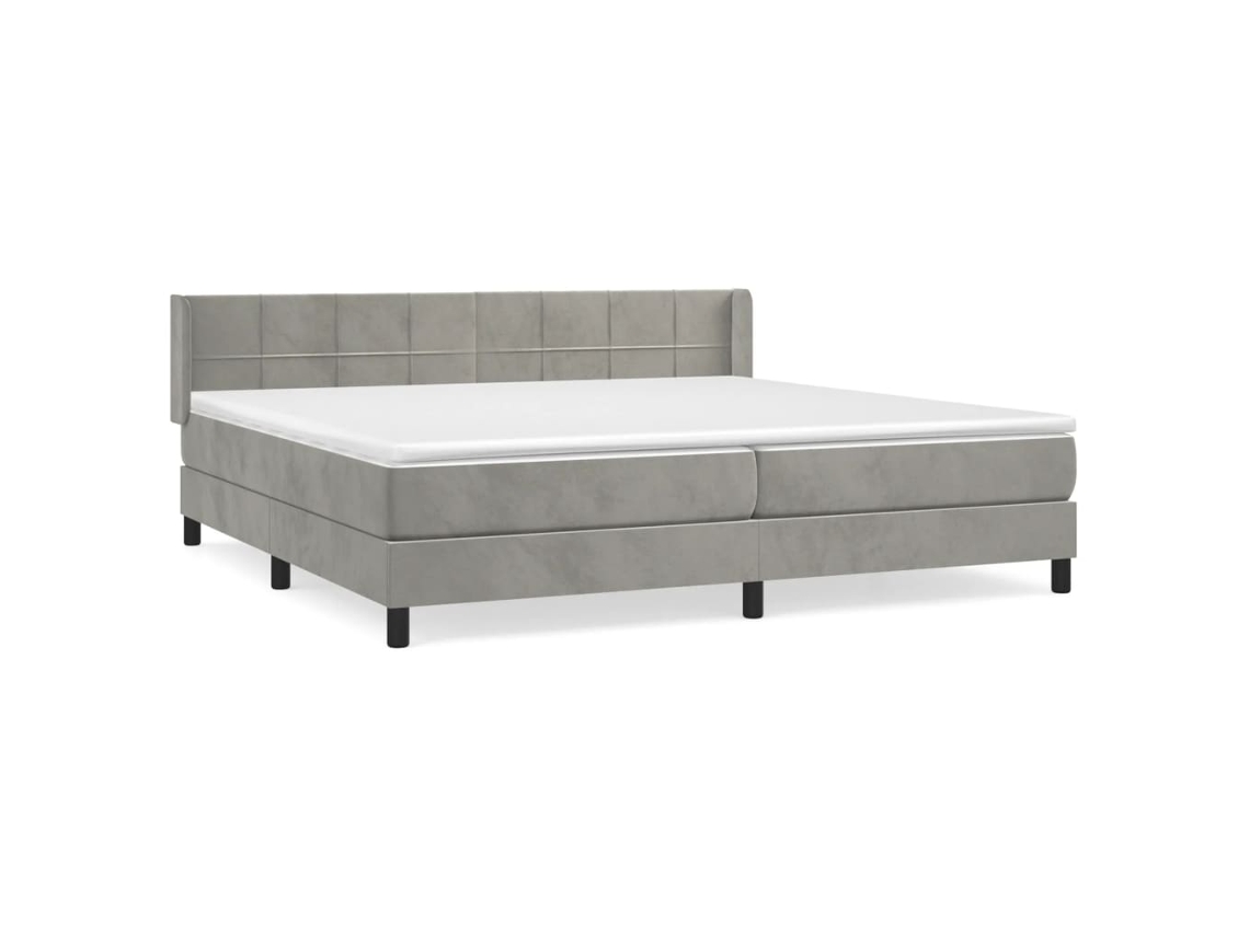 Maison Exclusive - Cama Box Spring Con Colchón Terciopelo Gris Claro 200x200 Cm