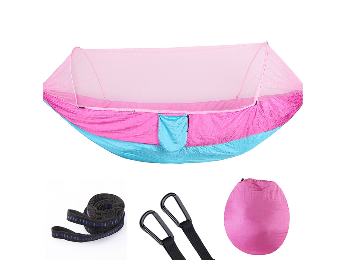 Hamaca Portátil Individual Con Mosquitera, Adecuada Para Mochileros Y Campamentos Al Aire Libre (250x120 Cm) Verde Oscuro Siurn