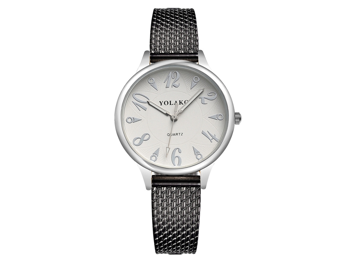 Reloj De Pulsera De Cuarzo Para Mujer Con Correa De Plástico, Estilo Casual, Negro.