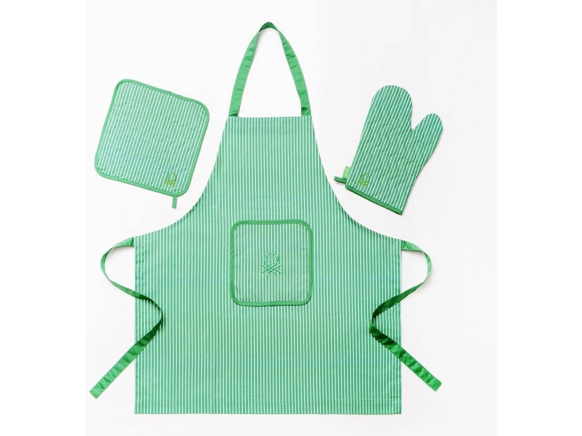 Delantal BENETTON y Set 3 Piezas Algodón (30x25) Verde