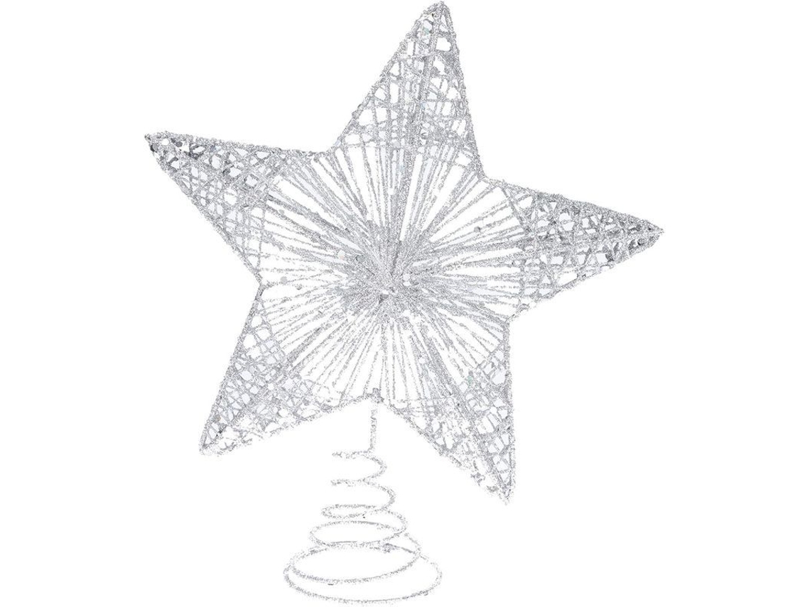 Adorno Para Árbol De Navidad Con Forma De Estrella Plateada Y Purpurina, Diseño Hueco En 3d Para Decoración Festiva.