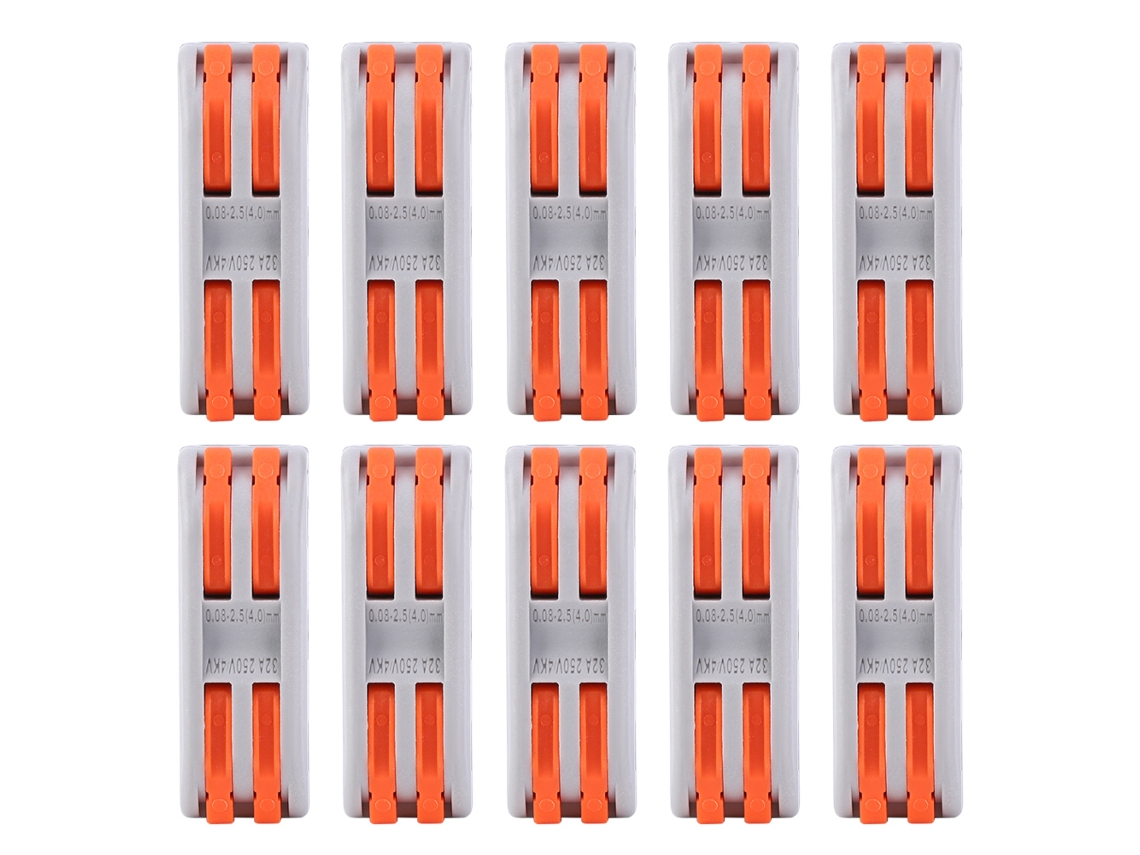 10 Unidades De Bloque De Terminales Pct2-2, Conector De Cable Rápido De 2 Entradas Y 2 Salidas, Botón De Color Para Cableado.